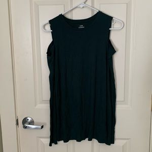 Dark Green Cold Shoulder Long Sleeve Shirt
